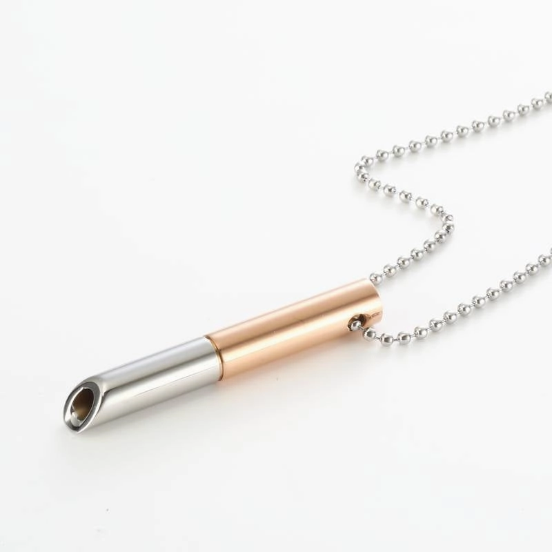 Wholesale Meditation Breath Decompression Whistle Stainless Steel Black Gold Gold Pendant Necklace