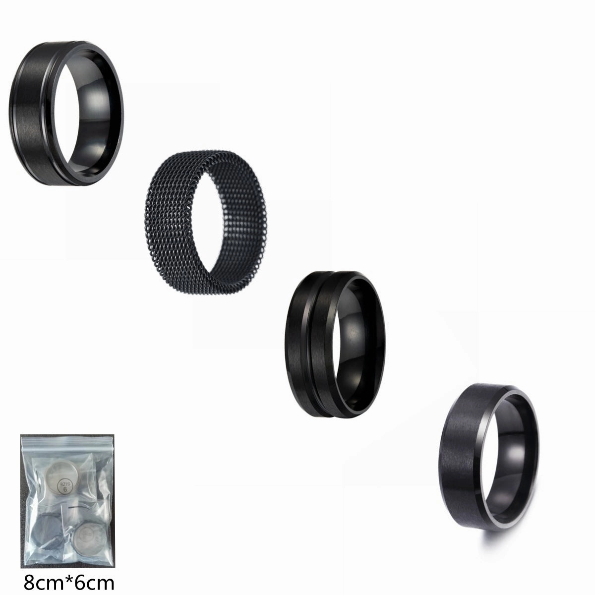 Wholesale Men's Titanium Steel Black Ring