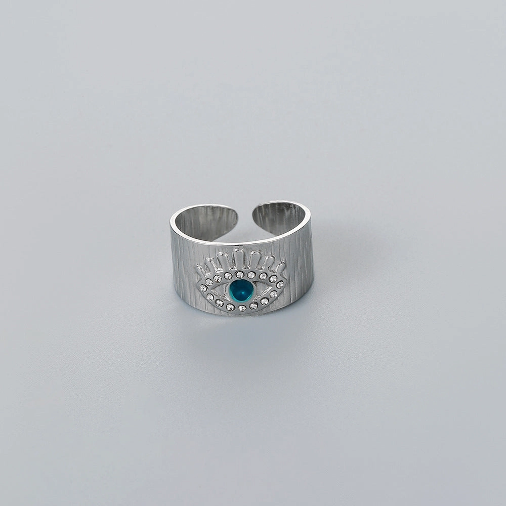 Wholesale Men's Titanium Steel Blue Eyes Rings