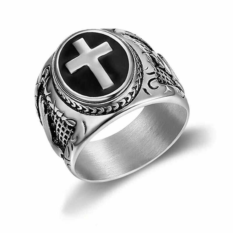 Wholesale Men's Titanium Steel Cross Rings