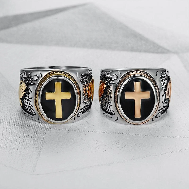 Wholesale Men's Titanium Steel Cross Rings