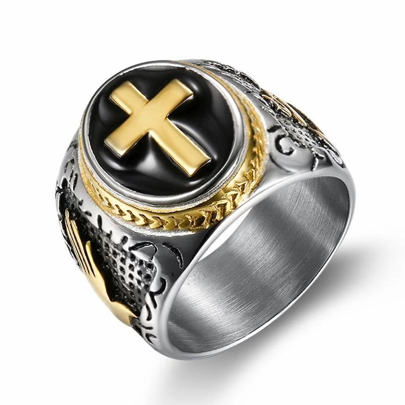 Wholesale Men's Titanium Steel Cross Rings