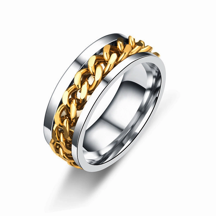 Wholesale Men's Titanium Steel Turnable Rings