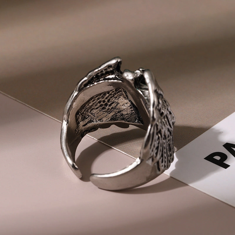 Wholesale Men's Vintage Angel Wings Open Alloy Ring