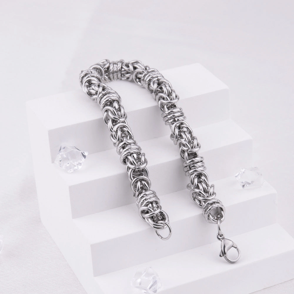 Wholesale Men's Woven Pattern Titanium Steel Bracelet
