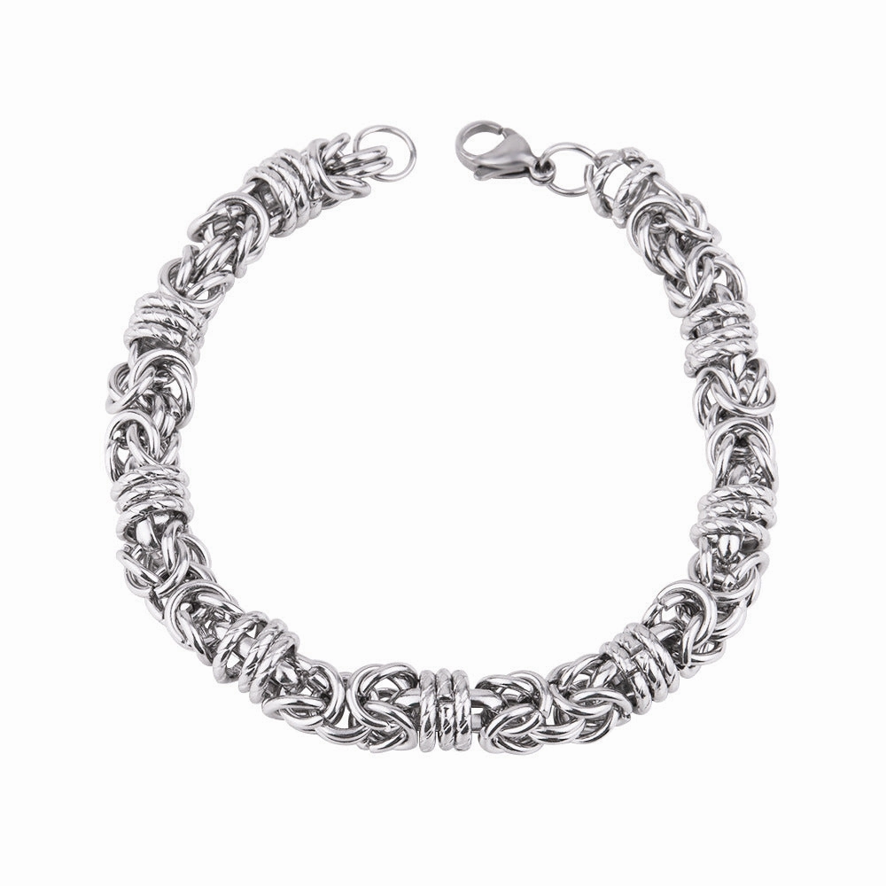 Wholesale Men's Woven Pattern Titanium Steel Bracelet