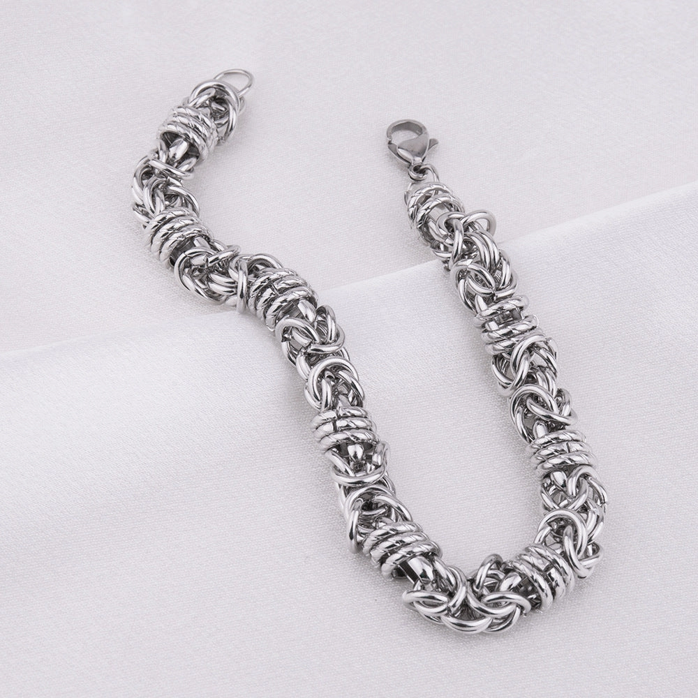 Wholesale Men's Woven Pattern Titanium Steel Bracelet