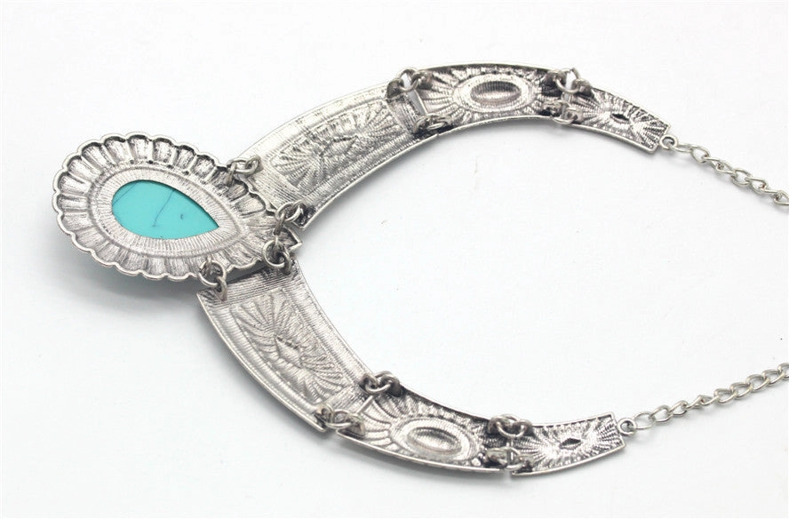 Wholesale Metal Exaggerated Drops Turquoise Pattern Necklaces