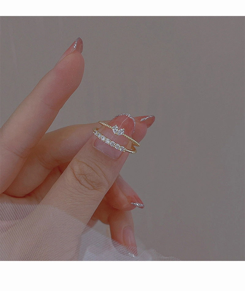 Wholesale Metal Heart Row Diamond Rings
