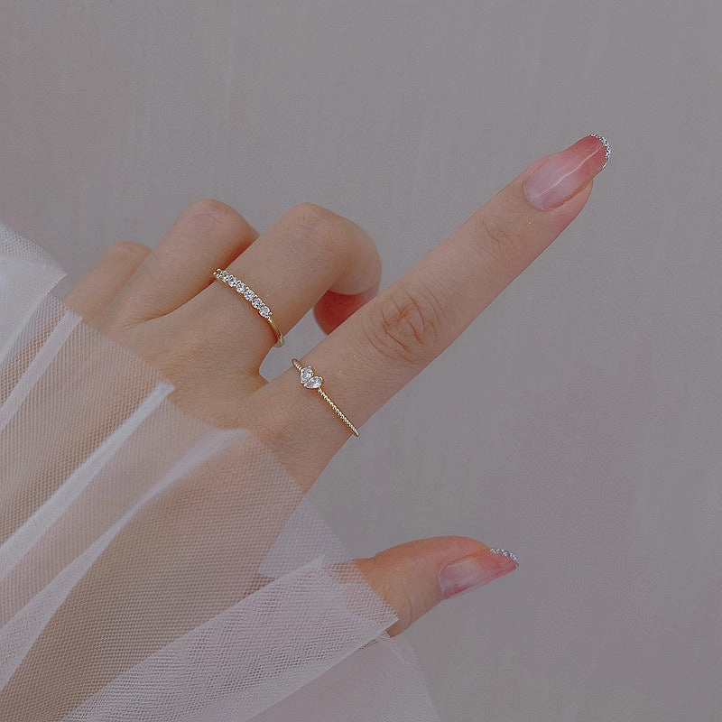 Wholesale Metal Heart Row Diamond Rings