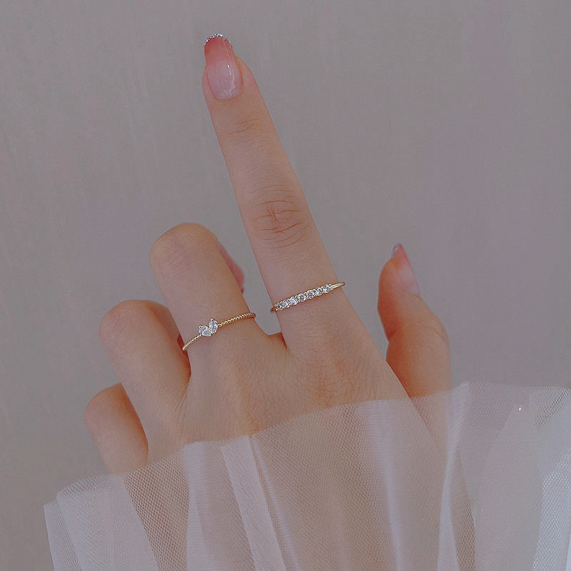 Wholesale Metal Heart Row Diamond Rings