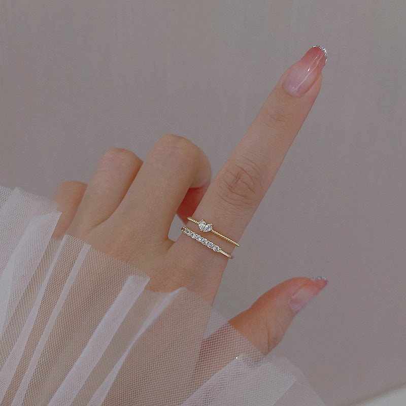 Wholesale Metal Heart Row Diamond Rings