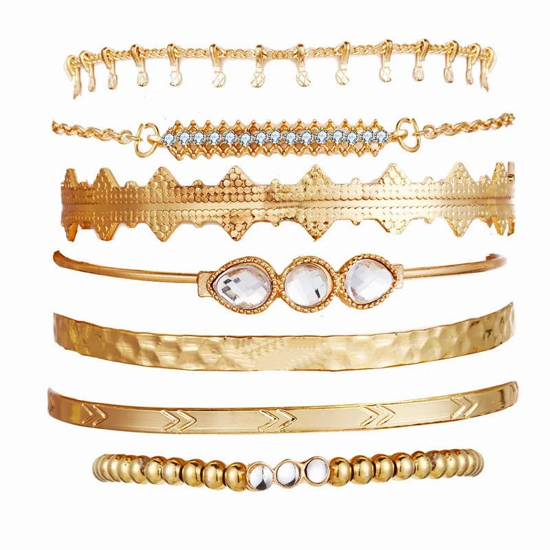 Wholesale Metal Retro Punk Style Alloy Bracelet Set 7-piece