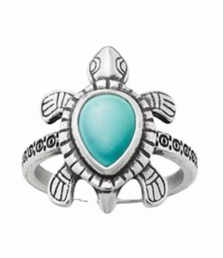 Wholesale Metal Turquoise Turtle Ring