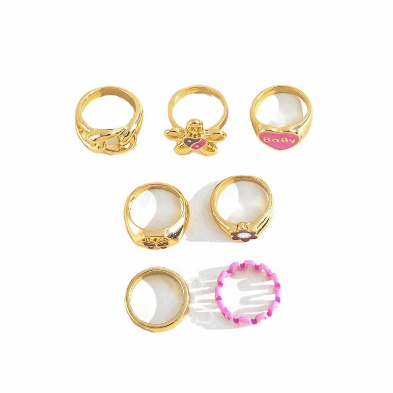 Wholesale Metal Turtle Oil Drip Ring Set Seven Pieces