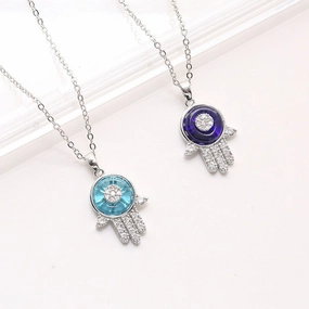 Wholesale Micropaved Zircon Devil Eye Copper Necklaces