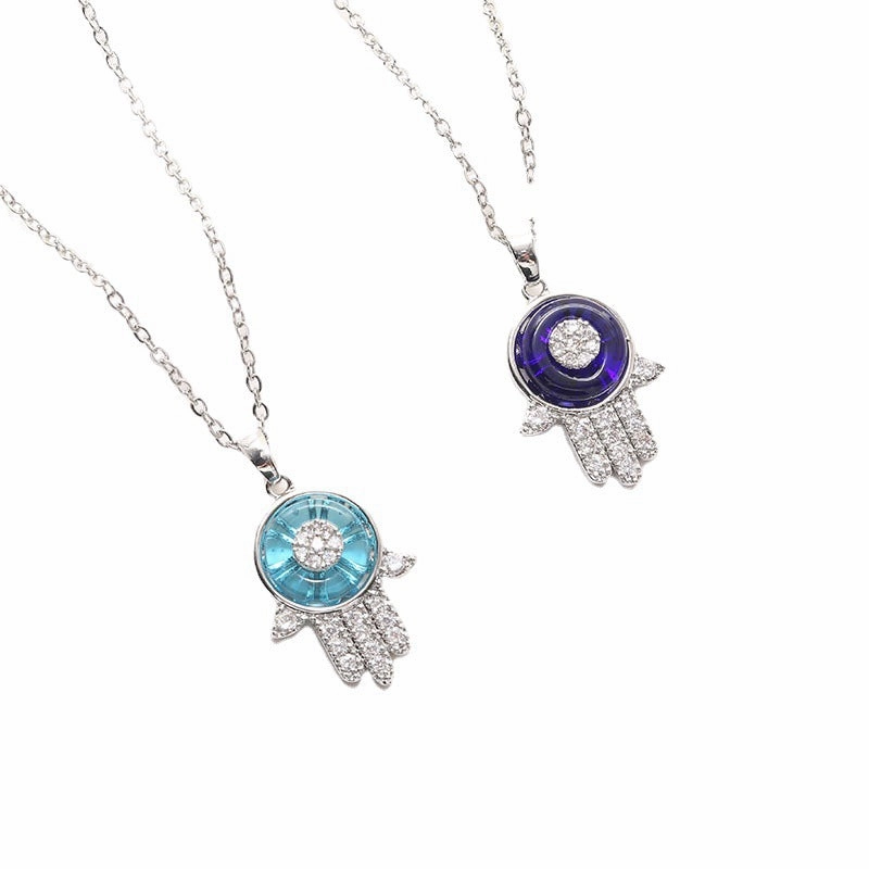 Wholesale Micropaved Zircon Devil Eye Copper Necklaces