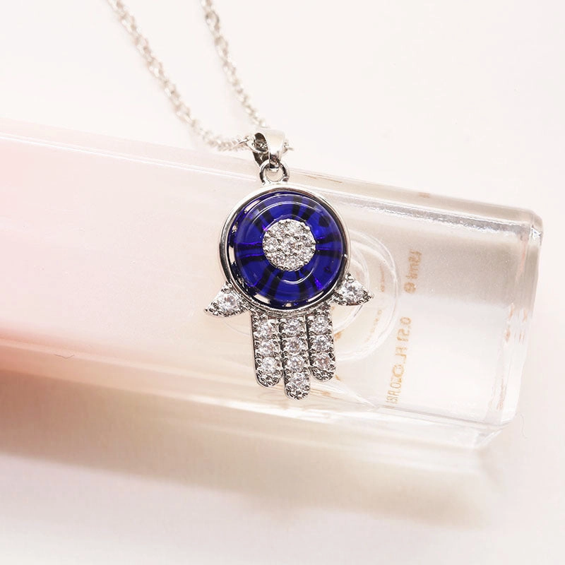 Wholesale Micropaved Zircon Devil Eye Copper Necklaces