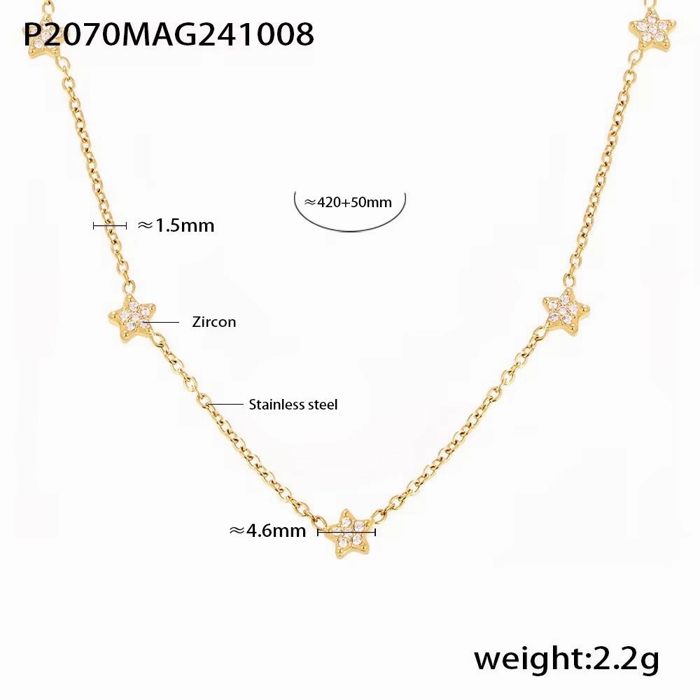 Wholesale Mili ins five-pointed star inlaid with zircon small diamond star clavicle necklace