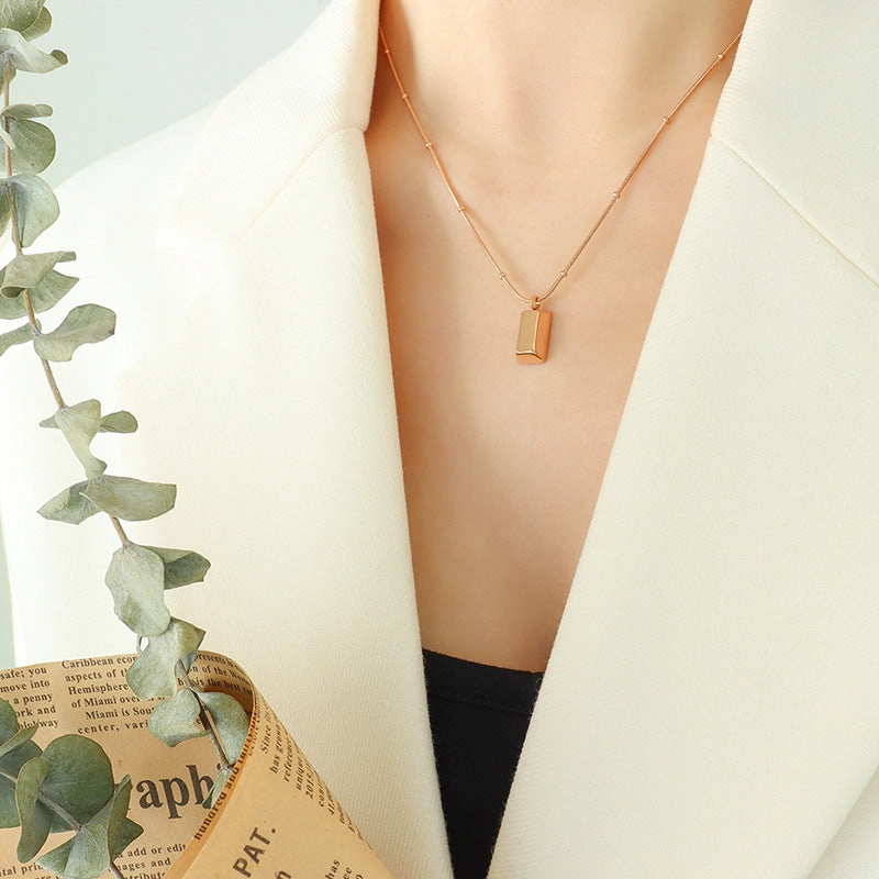 Wholesale Mini Gold Brick Snake Bone Chain Clip Beads Titanium Steel Necklaces