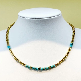 Wholesale Mix and Match Blue Natural Stone Beaded Stainless Steel Necklaces