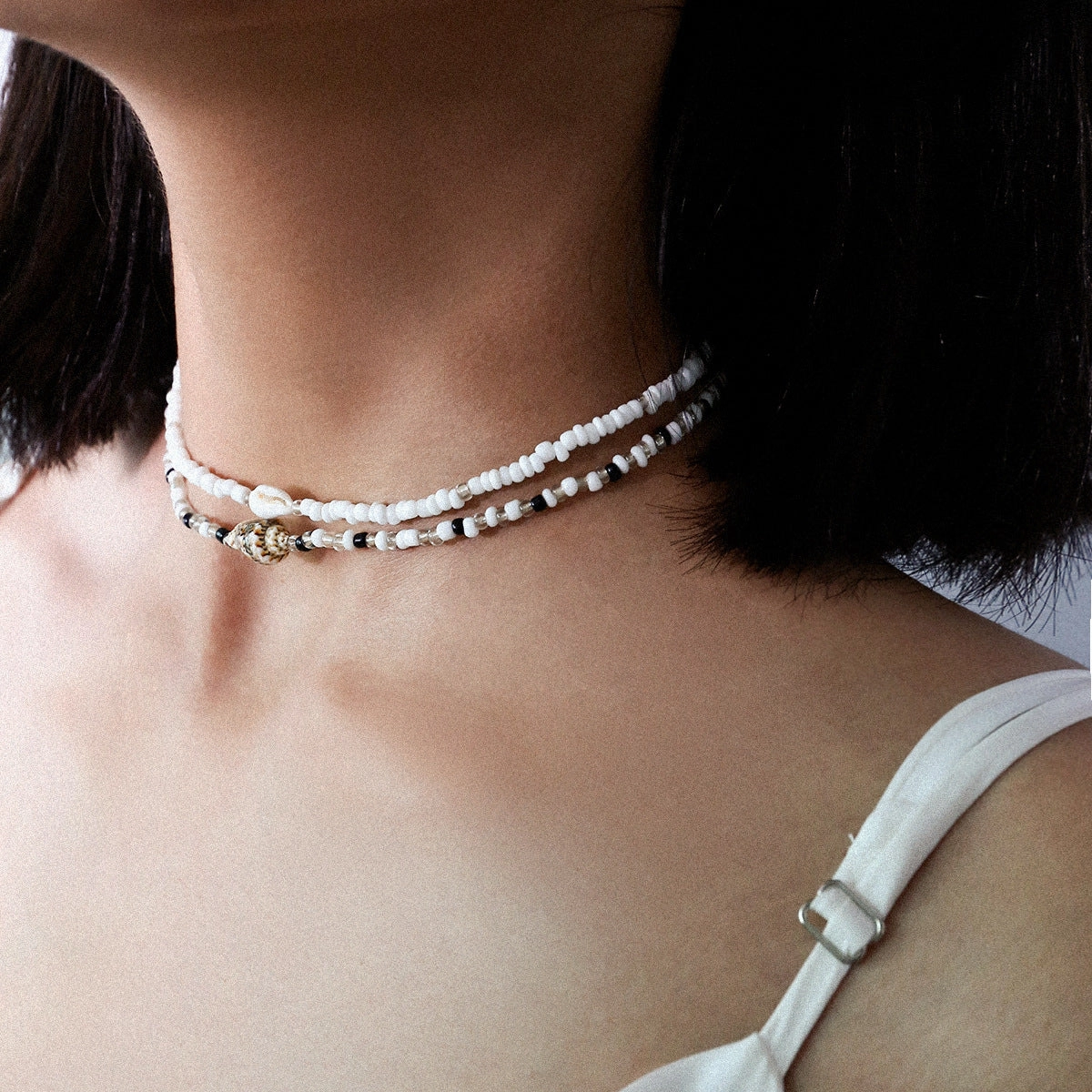 Wholesale Mixed Color Beaded Conch Multilayer Necklaces