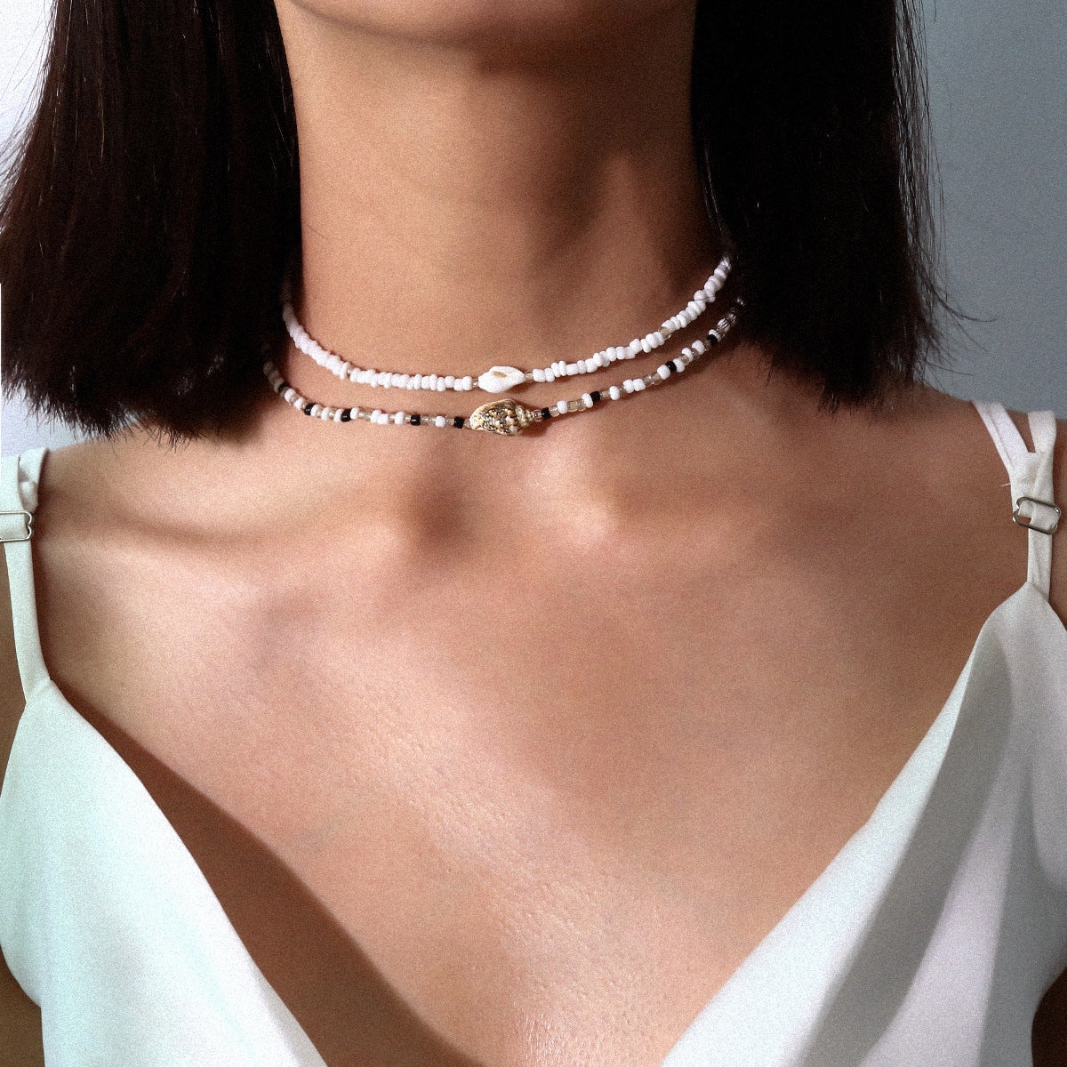 Wholesale Mixed Color Beaded Conch Multilayer Necklaces