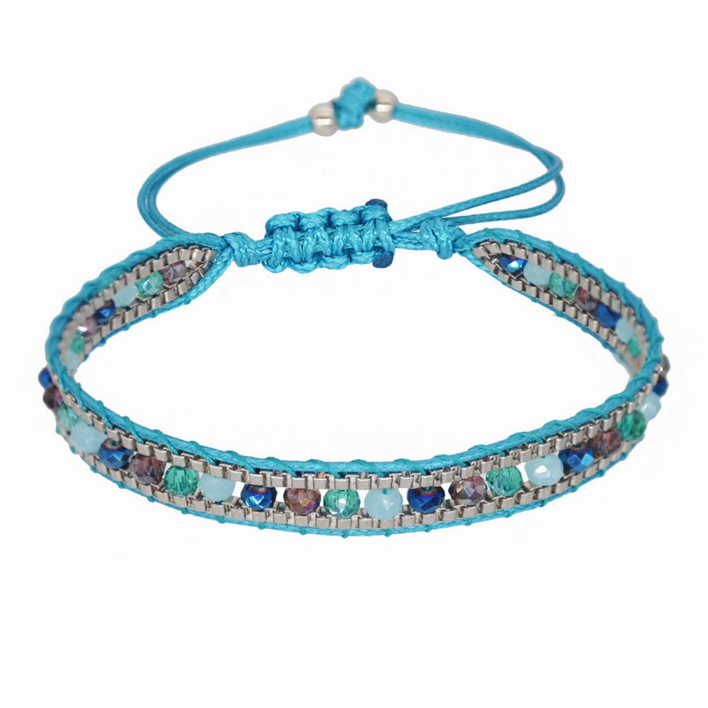 Wholesale Mixed Color Crystal Beads Multi-layer Retro Ethnic Style Bracelet