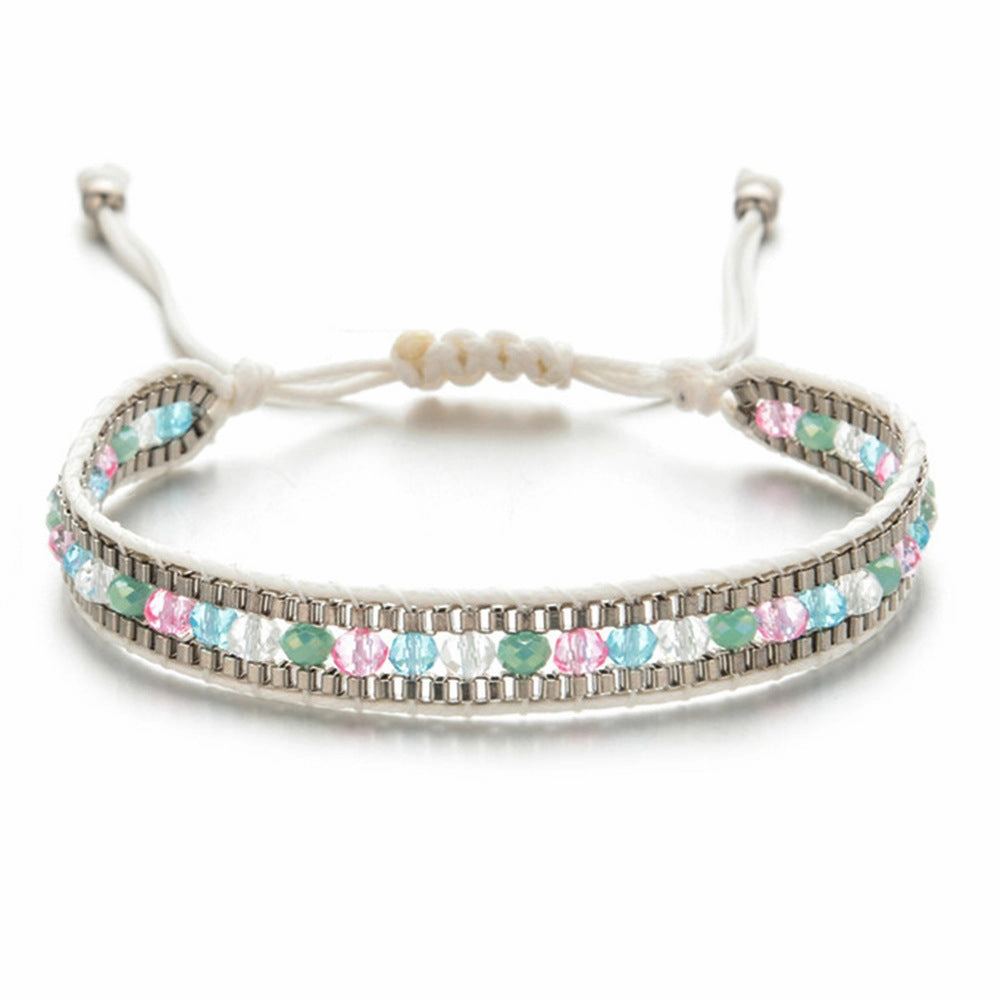 Wholesale Mixed Color Crystal Beads Multi-layer Retro Ethnic Style Bracelet