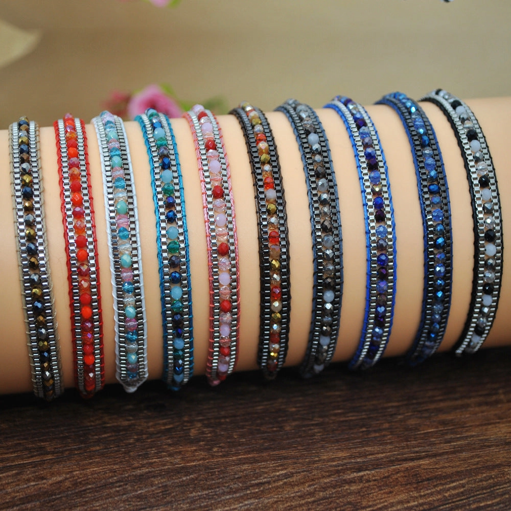 Wholesale Mixed Color Crystal Beads Multi-layer Retro Ethnic Style Bracelet