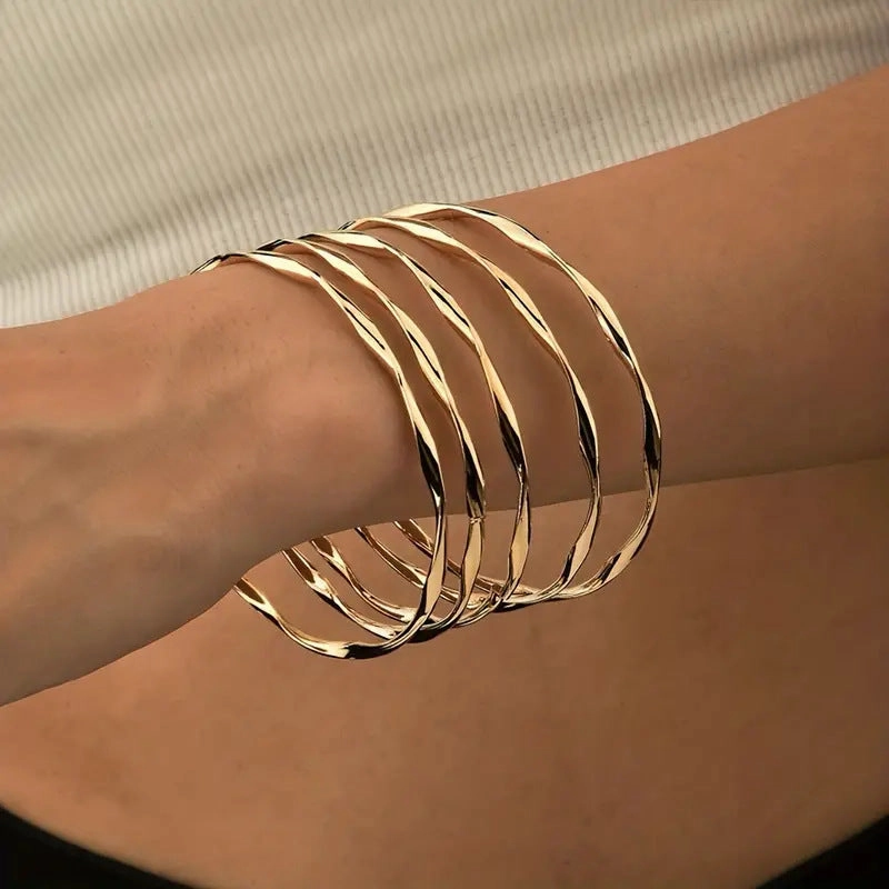 Wholesale Mobius plain gold-plated bracelet set