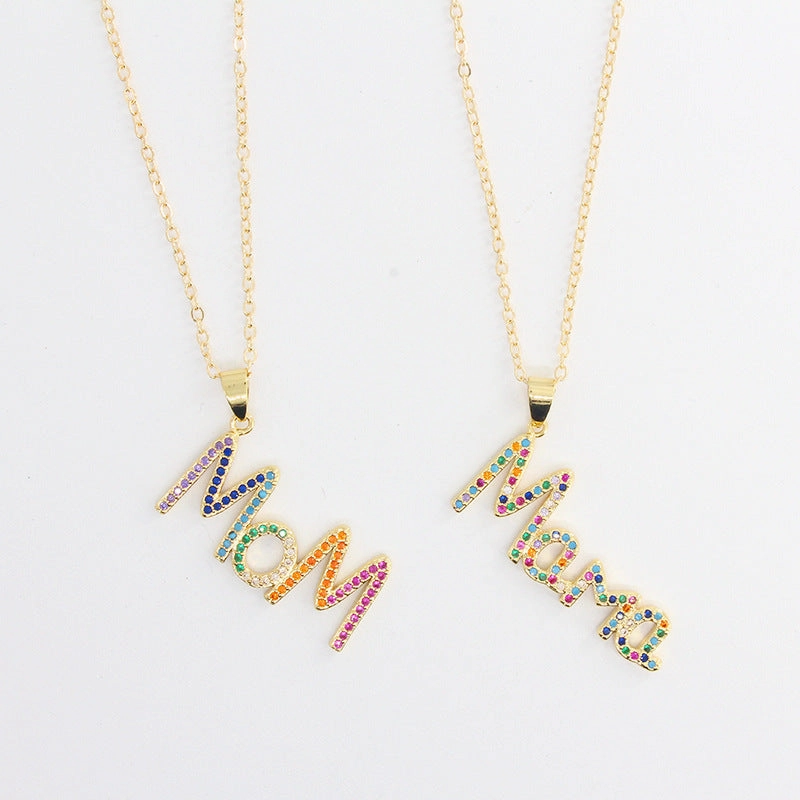 Wholesale MOM Alphabet Mother's Day Gift Alloy Necklaces