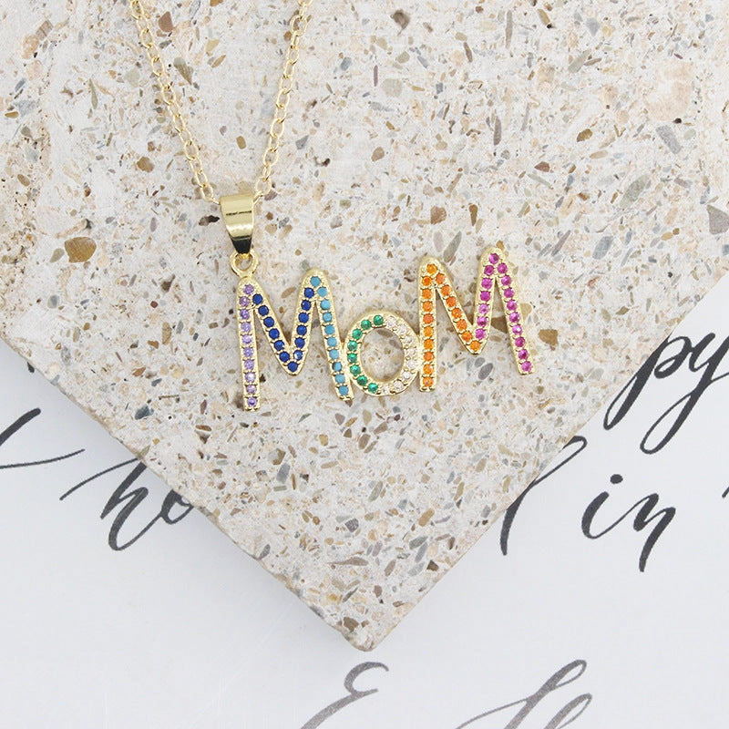 Wholesale MOM Alphabet Mother's Day Gift Alloy Necklaces