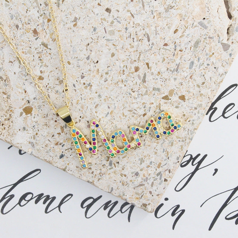 Wholesale MOM Alphabet Mother's Day Gift Alloy Necklaces
