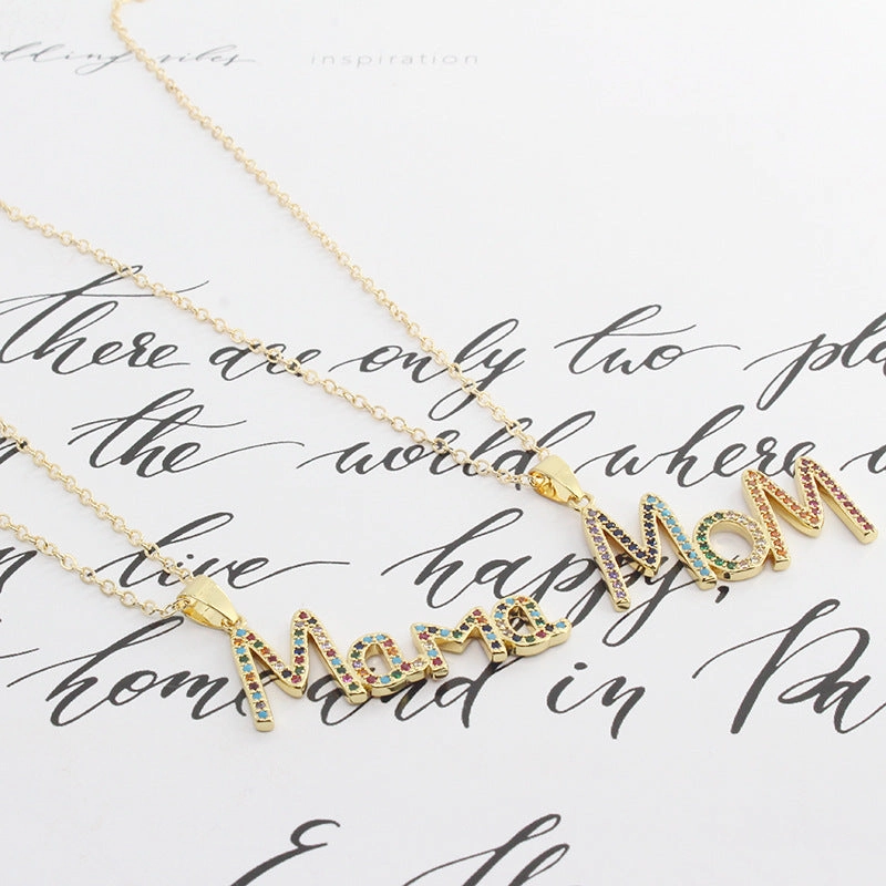 Wholesale MOM Alphabet Mother's Day Gift Alloy Necklaces