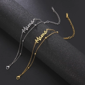 Wholesale Mom English letter stainless steel bracelet charm multi-layer bead chain