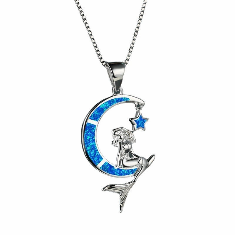 Wholesale Moon Mermaid Alloy Necklaces