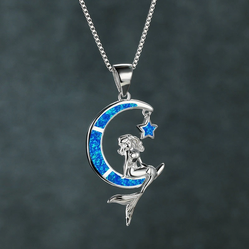 Wholesale Moon Mermaid Alloy Necklaces