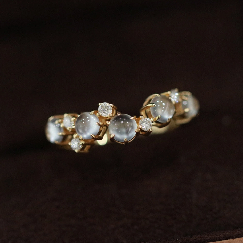 Wholesale Moonstone Inlaid Bead Copper Ring