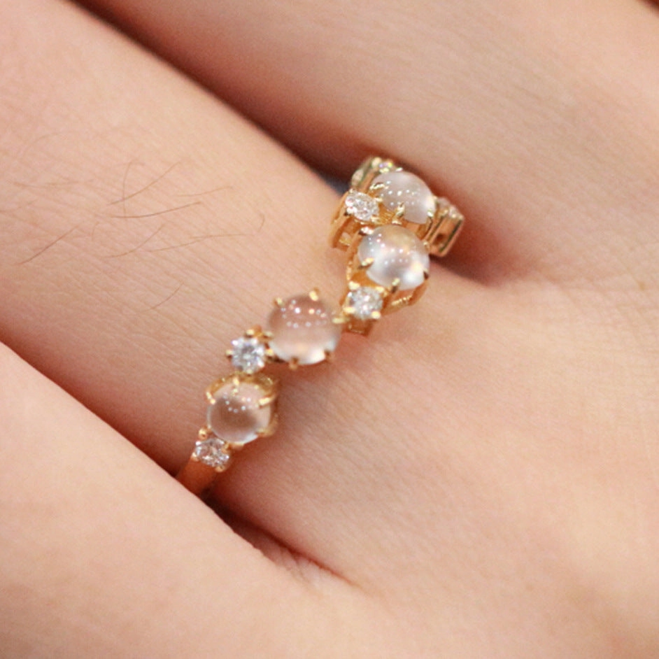 Wholesale Moonstone Inlaid Bead Copper Ring