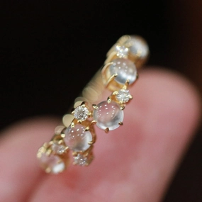 Wholesale Moonstone Inlaid Bead Copper Ring