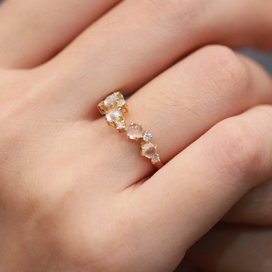 Wholesale Moonstone Inlaid Bead Copper Ring