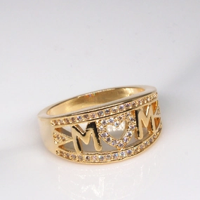 Wholesale Mother's Day Diamond-encrusted Heart Alloy Rings