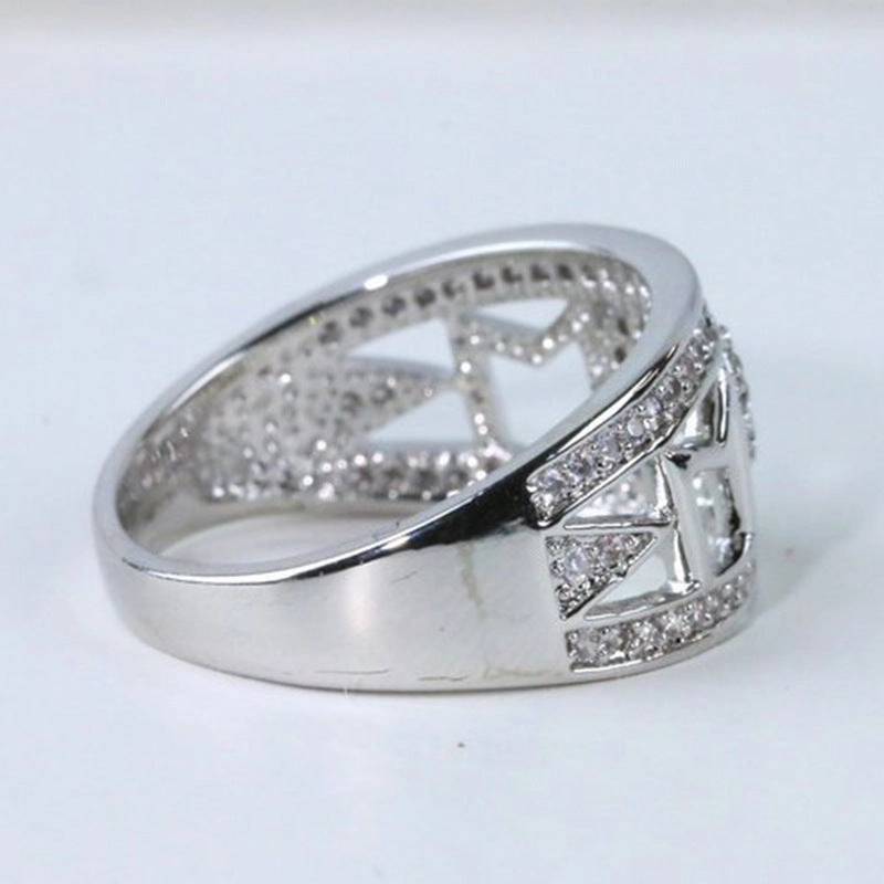 Wholesale Mother's Day Diamond-encrusted Heart Alloy Rings
