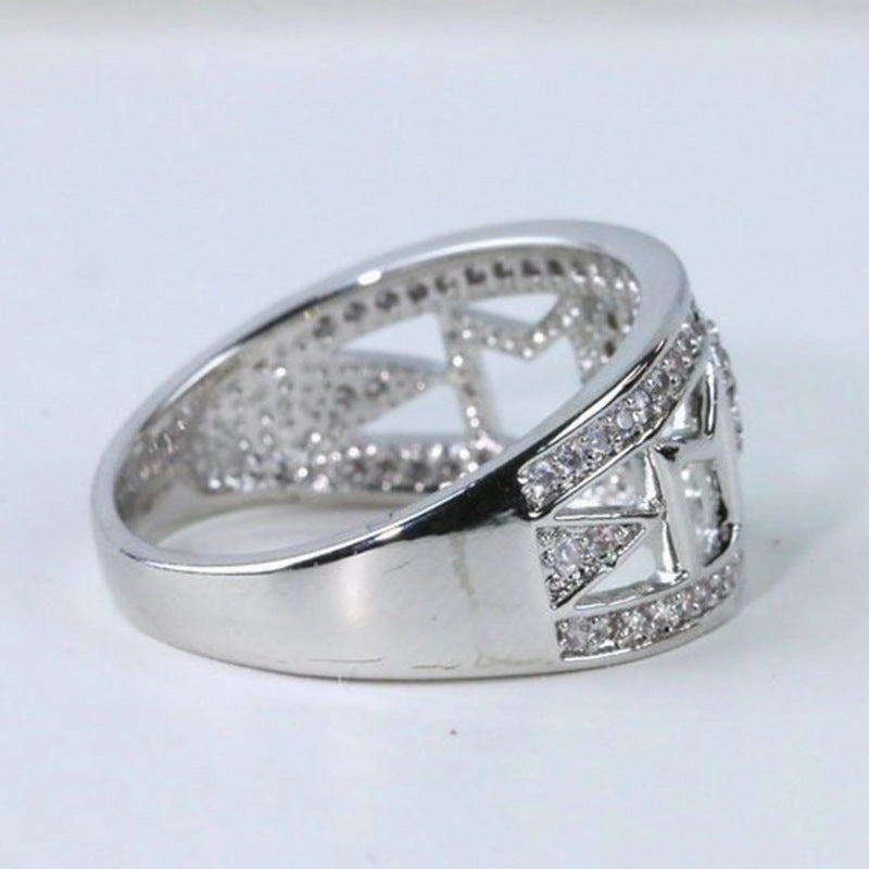 Wholesale Mother's Day Diamond-encrusted Heart Alloy Rings