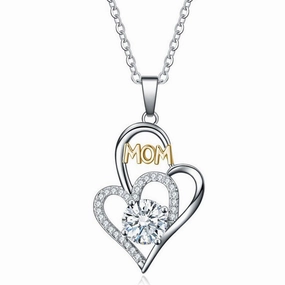 Wholesale Mother's Day Gift Copper Mom Color Heart Diamond Necklace