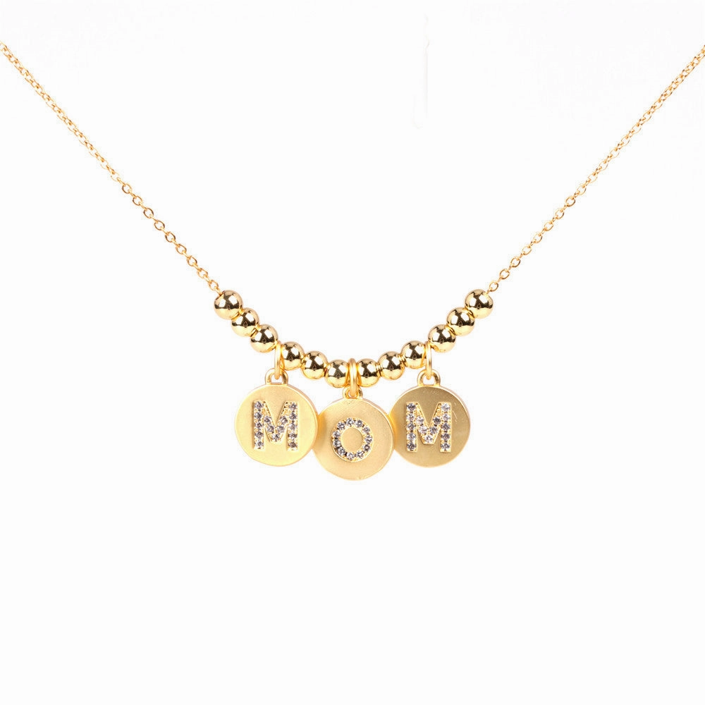 Wholesale Mother's Day Gift Copper MOM Letter Pendant Necklace