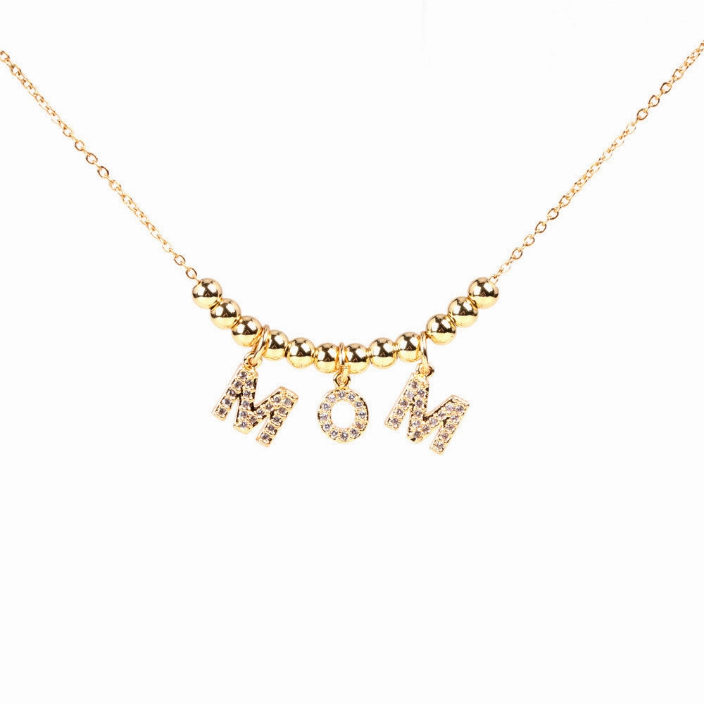 Wholesale Mother's Day Gift Copper MOM Letter Pendant Necklace