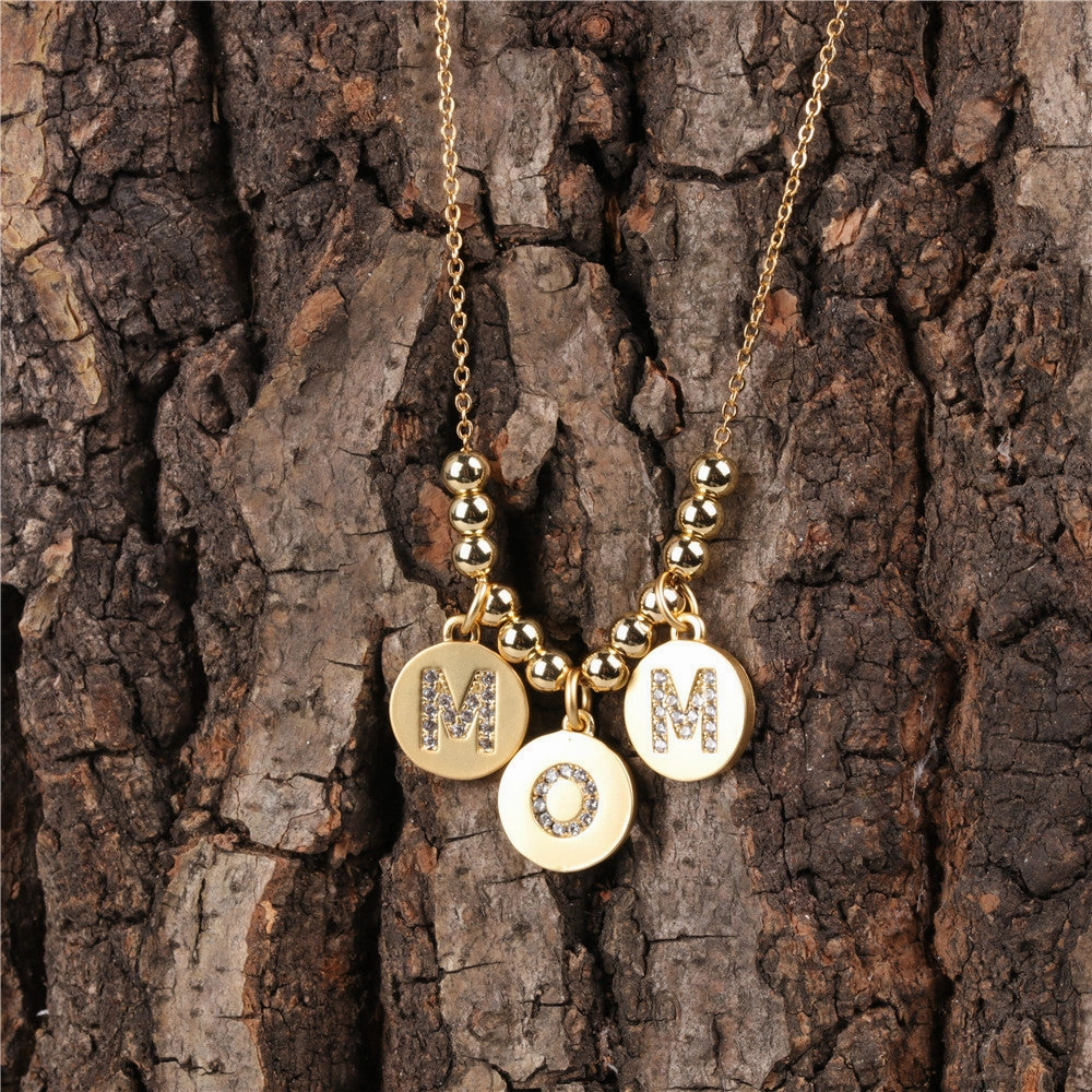 Wholesale Mother's Day Gift Copper MOM Letter Pendant Necklace