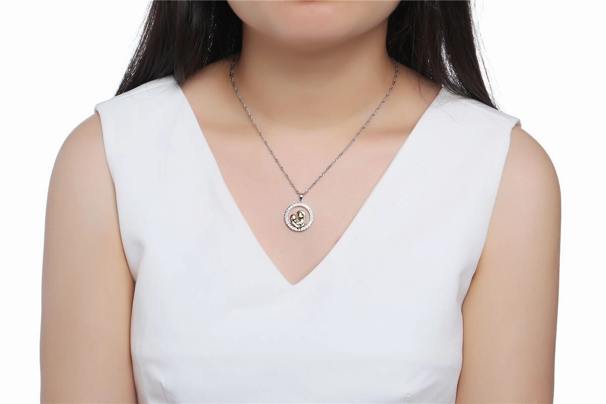 Wholesale Mother's Day Gift Copper Round Full Diamond Creative Necklace for Mothers and Children